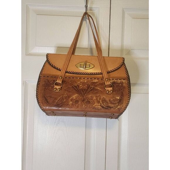 Vintage tooled Leather Hand Bag - Picture 2 of 8